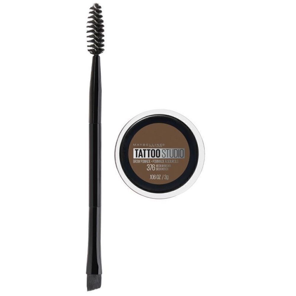 Maybelline 257 Medium Brown Tattoo Studio Waterproof Brow Pomade Gel .23 Fl Oz